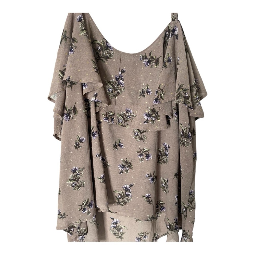 Torrid Floral Ruffle SheerTan with Gold Dots Top  Sz 3X - Picture 2 of 10